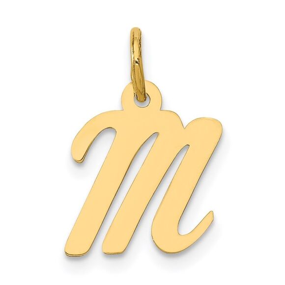 Kazi Luxury 14k Yellow Gold Small Script Letter M Initial Charm - Picture 1 of 4